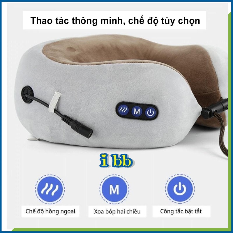 [BH 1 đổi 1] Gối massage cổ vai gáy U-shaped cao cấp công nghệ Nhật bản | Gối mát xa cổ hình chữ U