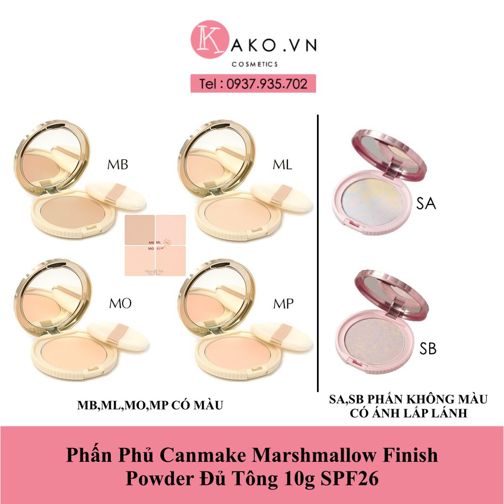 ( Đủ Tông ) Phấn phủ Canmake Marshmallow Finish Powder SPF26 PA++