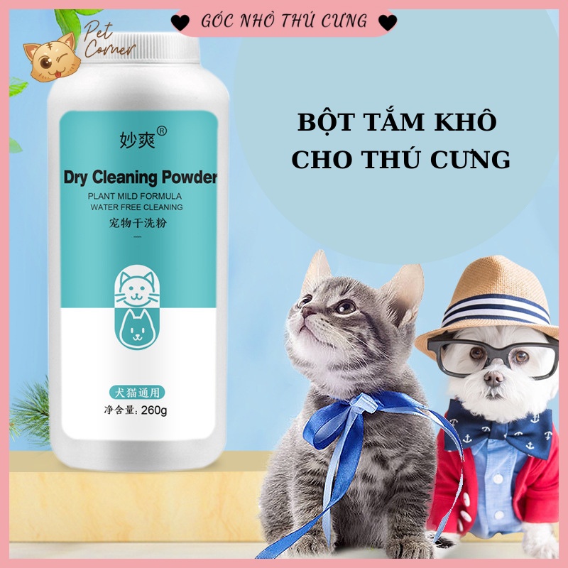 Bột tắm khô cho chó mèo 260gr (Phấn tắm khô cho thú cưng)