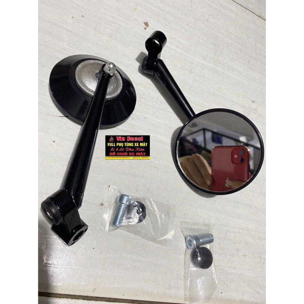 Gương Kính xe máy tròn xe máy giá 1 cái đen bạc - dochoixemay