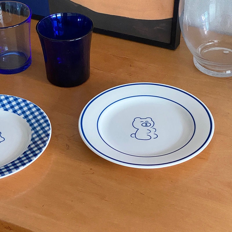 Đĩa Ăn Tráng Miệng Bằng Vải Họa Tiết Gấu Dễ Thương Phong Cách Hàn Quốc