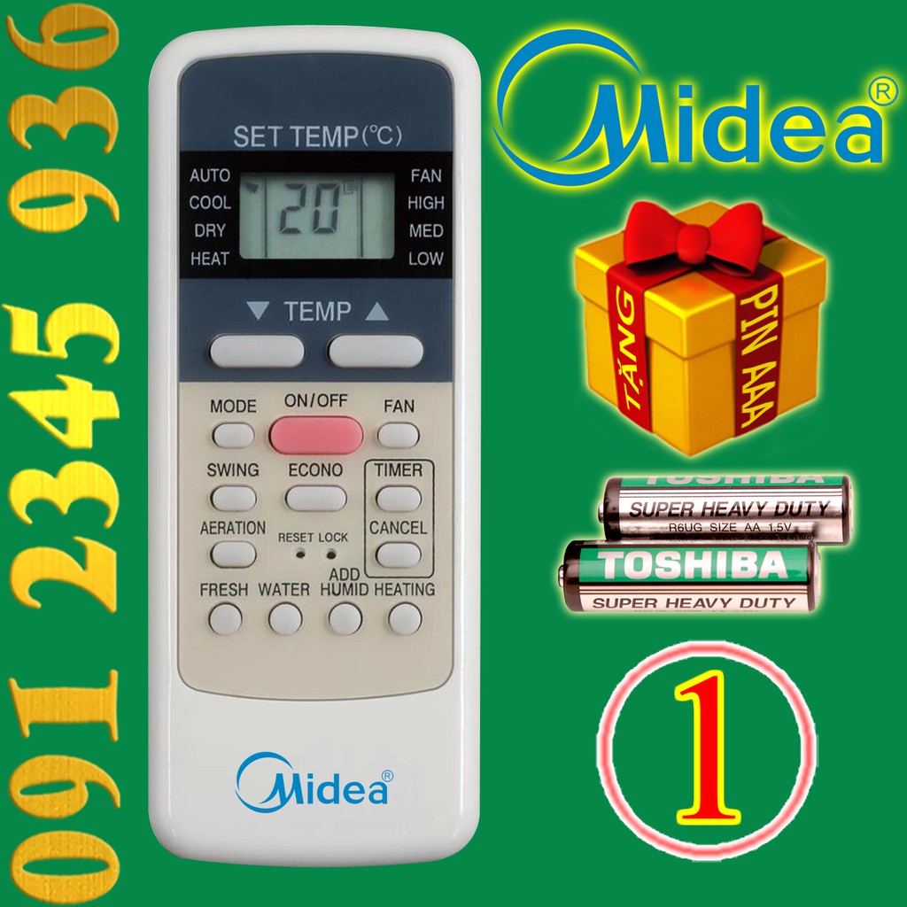 Điều khiển Midea "NHIỀU MẪU" + "HÀNG ĐẸP" cho điều hòa