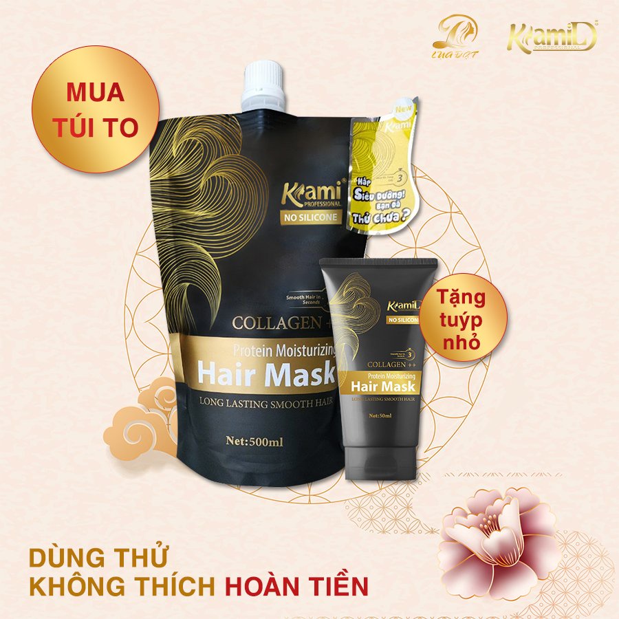 Kem ủ tóc KAMI-Dầu hấp tóc Collagen siêu dưỡng phục hồi tóc hư tổn hương nước hoa chính hãng tuýp 50ml