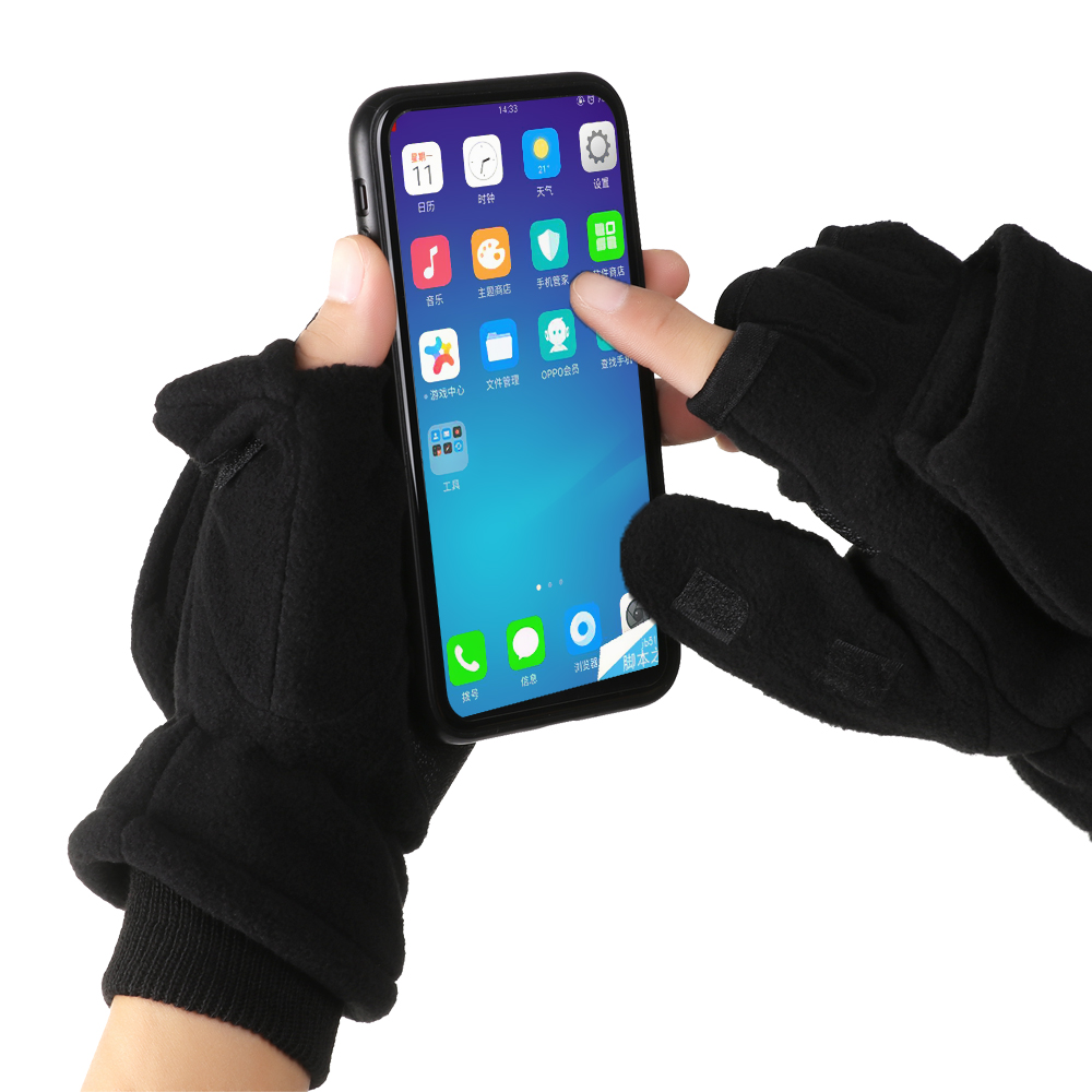 Găng tay thể thao hở ngón dày dặn ấm áp mùa đông có thể chạm được màn hình cảm ứng dành cho nam và nữ