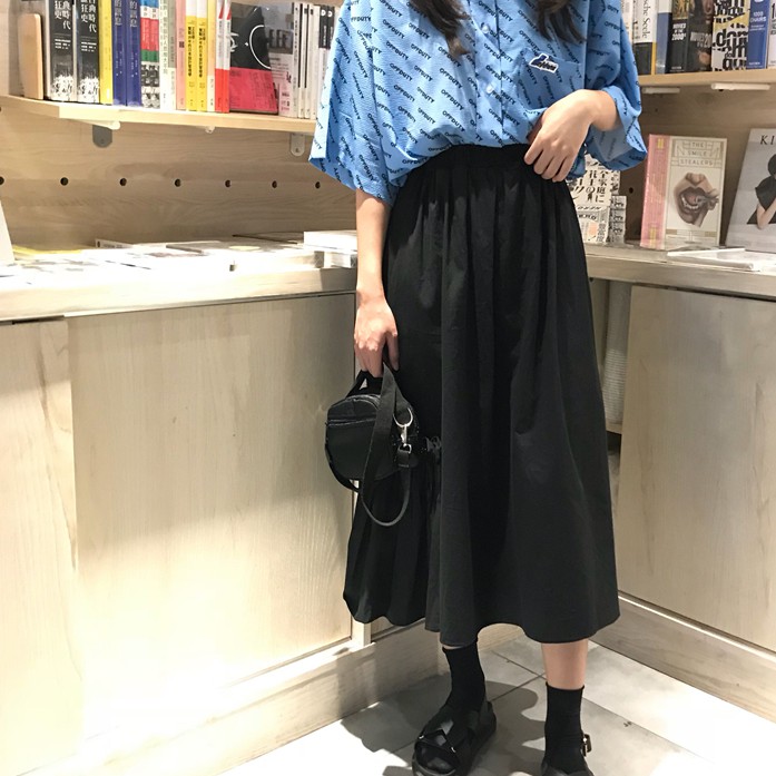 Chân Váy Lưng Cao Nhún Bèo Phong Cách Retro Hàn Quốc | BigBuy360 - bigbuy360.vn