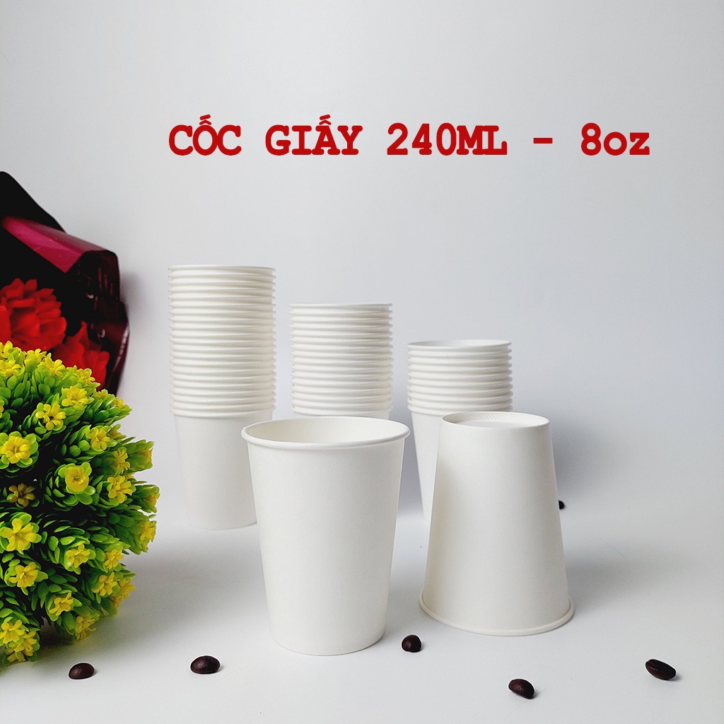 50 chiếc cốc giấy 240ml - 8oz ly giấy cafe NHẬP KHẨU HÀN QUỐC