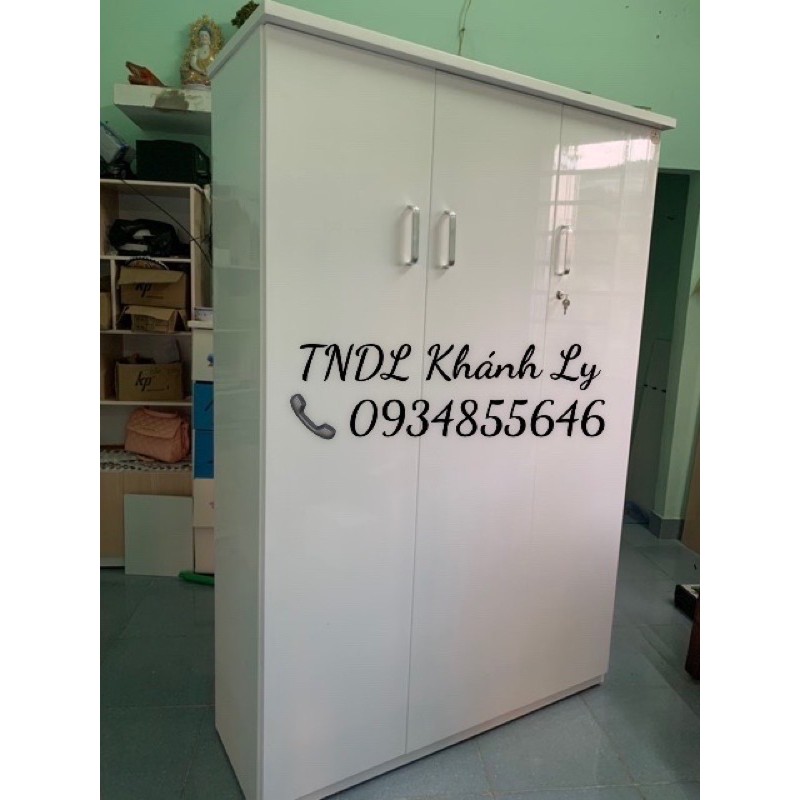 Tủ áo nhựa đài loan 3 cánh trắng trơn 124x165
