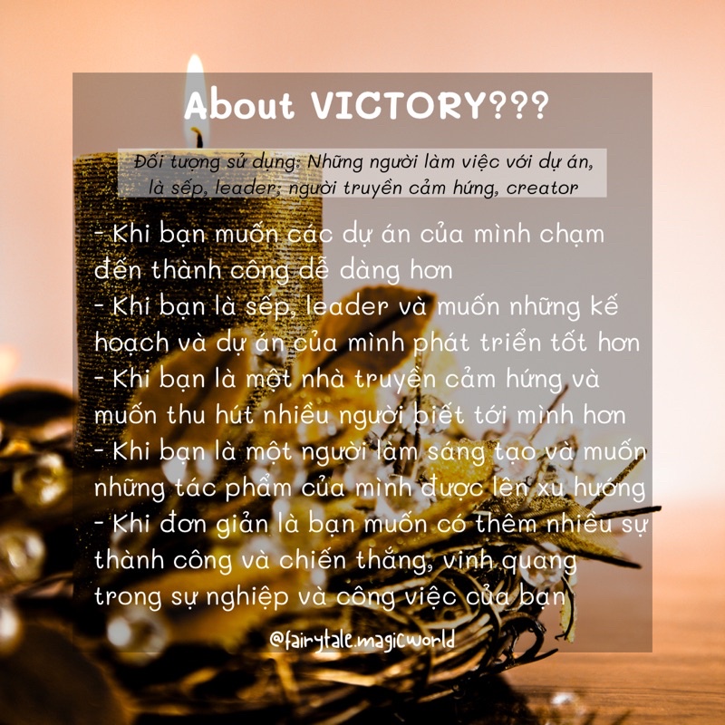 VICTORY spell candle | Nến hỗ trợ thu hút chiến thắng, vinh quang trong cuộc sống và sự nghiệp