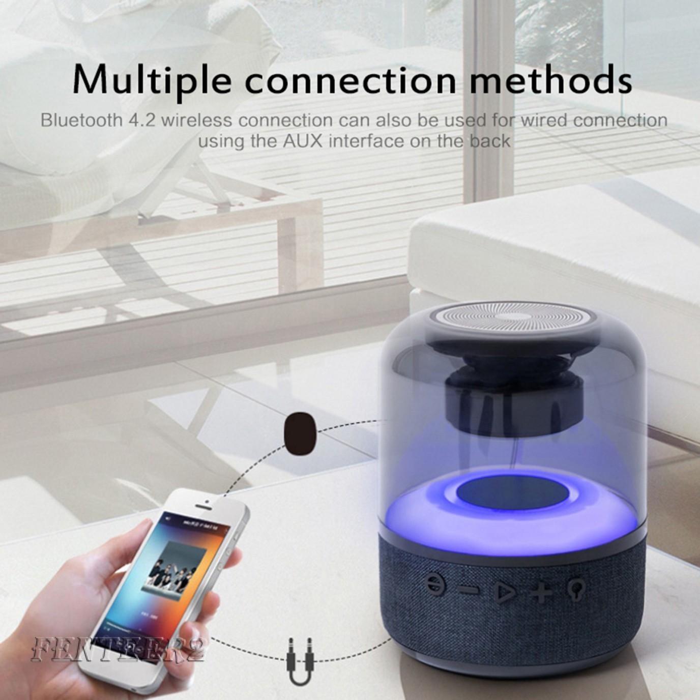 (Fenteer2 3c) Loa Bluetooth Không Dây Trong Suốt Nhiều Màu