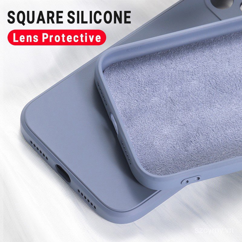 Ốp điện thoại silicon cạnh vuông chống rơi thích hợp cho iPhone 13 12 11 Pro XS XR X 7 8 6 Plus SE 2020