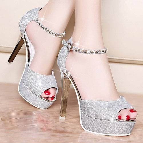 Giày Cao Gót Nữ Kim Tuyến 10 Phân, Da Lộn Cao Cấp Sang Chảnh