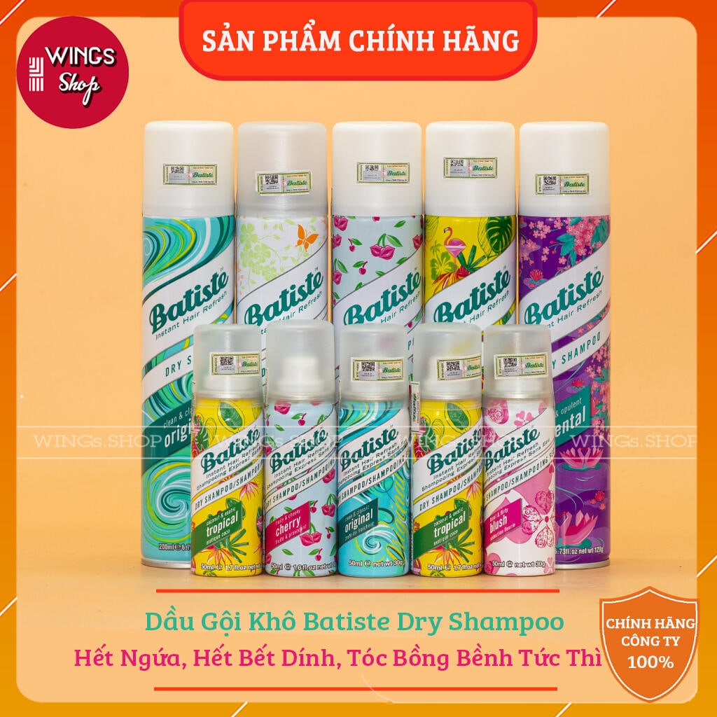 Dầu Gội Khô Batiste Dry Shampoo 50ml-200ml | Hết Ngứa, Hết Bết Dính Tóc, Bồng Bềnh Tức Thì | Hàng Chính Hãng