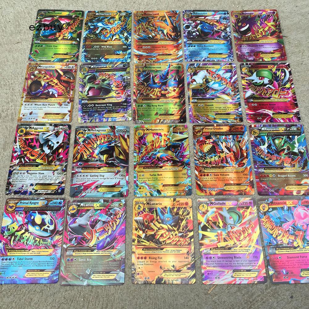 100 Thẻ chơi game Mega EX GX Pokemon TCG Anime