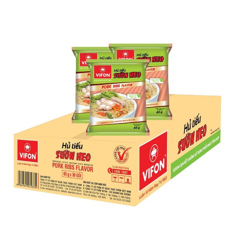 Hủ Tiếu Vifon Sườn Heo (65g / Gói), thùng 30gói