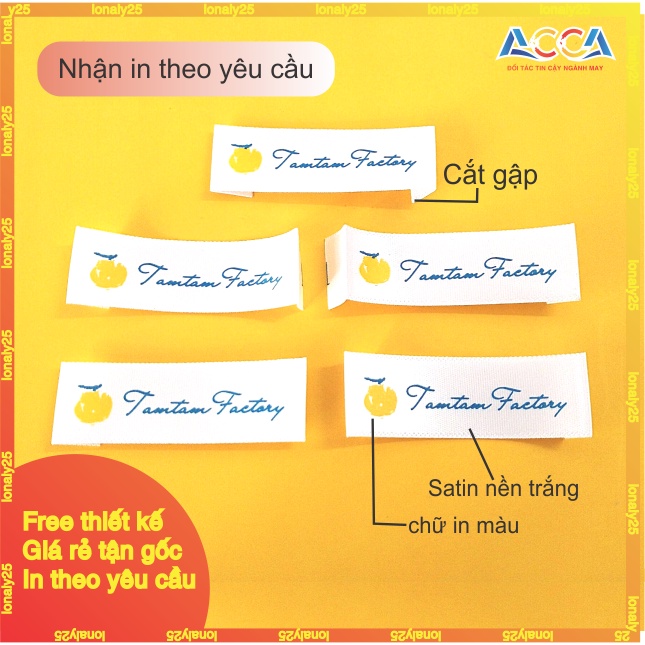 Nhãn mác quần áo in theo yêu cầu_500 mác vải lụa satin chữ Hàn, Quảng Châu bán sẵn_Miễn phí thiết kế Logo thương hiệu