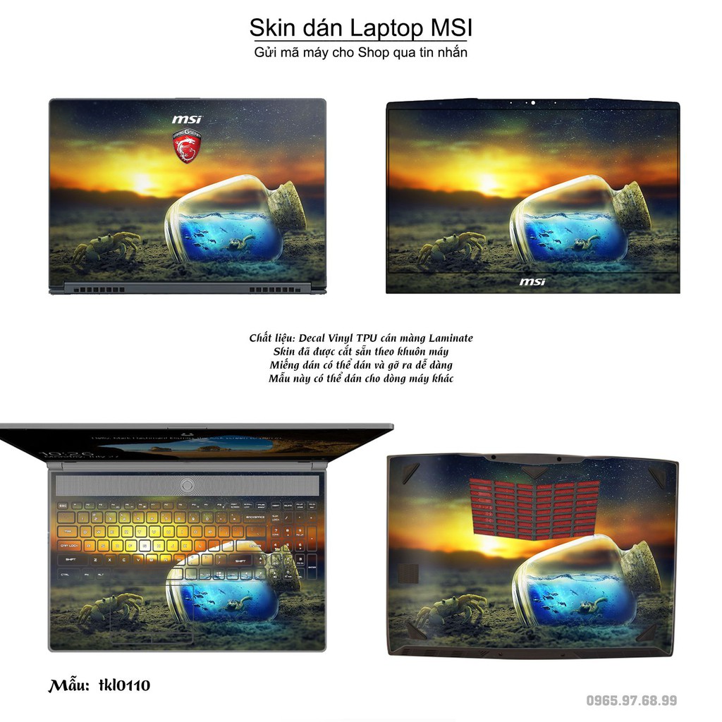 Skin dán Laptop MSI in hình thiết kế nhiều mẫu 2 (inbox mã máy cho Shop)