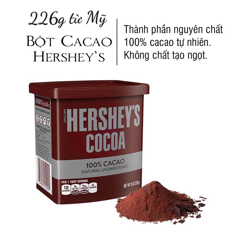 ☕️[HSD 02/2023]  Bột cacao nguyên chất, không đường Hershey’s Cocoa Natural Unsweetened 226g☕️