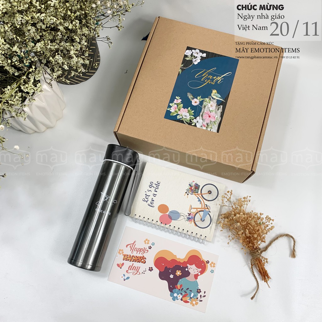 Set hộp quà tặng bình giữ nhiệt cho ngày 20/11, noel, womenday, birthday