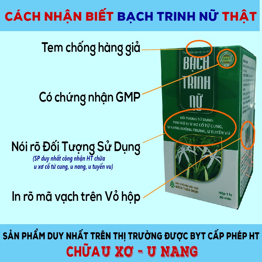 [BẠCH TRINH NỮ] duy nhất tại Việt Nam được BYT công nhận hỗ trợ u nang buồng trứng, u xơ tử cung, u tuyến vú lành tính