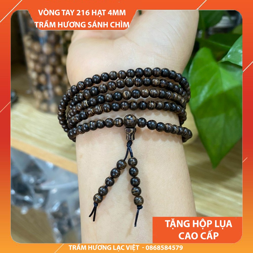 Vòng Tay Trầm Hương 216 Hạt 4mm Sánh Chìm Cao Cấp