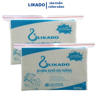 Khăn khô đa năng cho bé Likado 600g kích thước (15*20cm) 550 tờ/gói ( SP003042 )(2 gói)