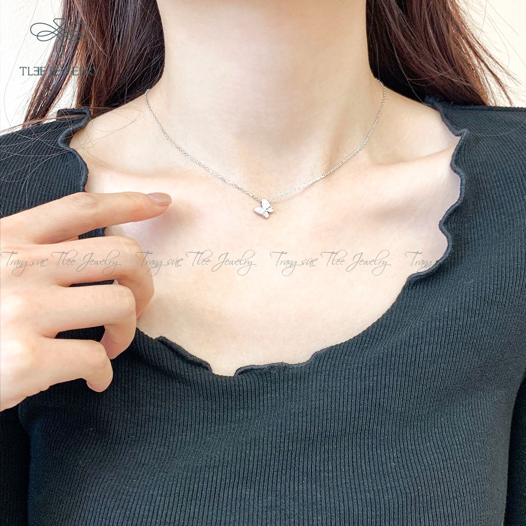 Dây chuyền bạc nữ TLEE mặt hồ điệp nạm đá lấp lánh NCJ D0102