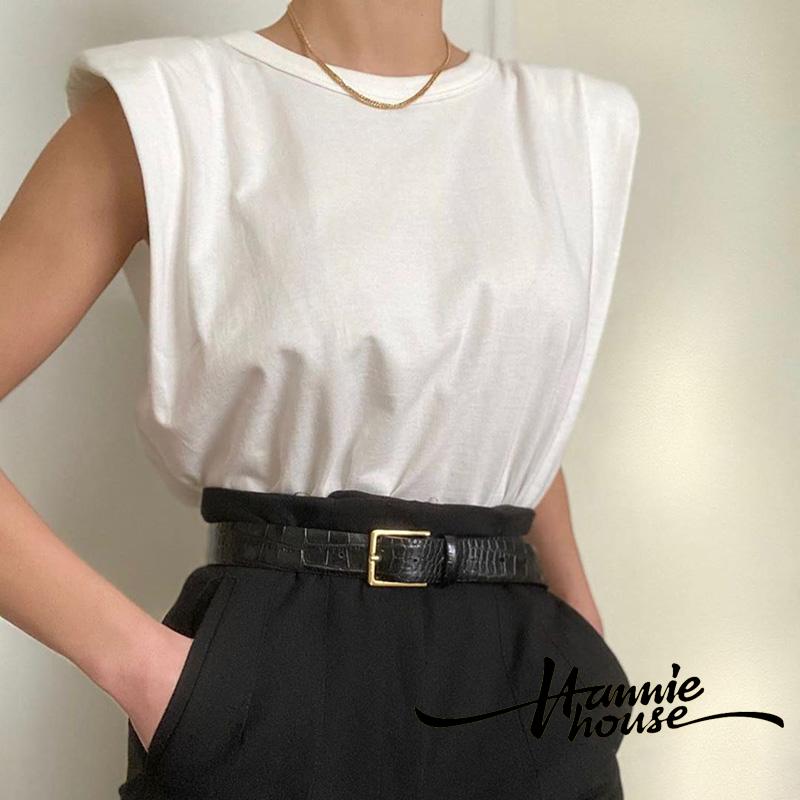 Áo Sát Nách Màu Trơn Thiết Kế Cổ Tròn Cho Nữ