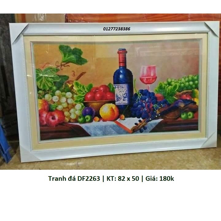 Tranh thêu chữ thập, tranh đính đá bàn hoa quả  A1136 (64 x 40 cm), DF2263 (80 x 52 cm)