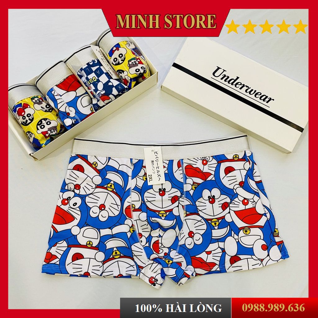 Combo 4 Quần lót nam boxer thun lạnh in hình cao cấp,quần sịp nam boxer nam in hình vải co giãn 4 chiều - MS88