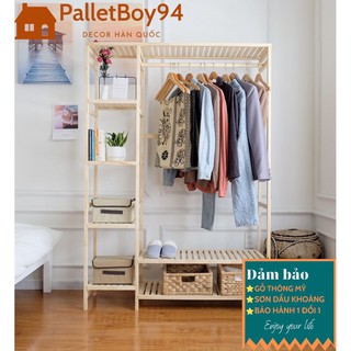 KỆ TREO QUẦN ÁO 2 BUỒNG GỖ THÔNG MỸ, KỆ TỦ 2 BUỒNG - PalletBoy94