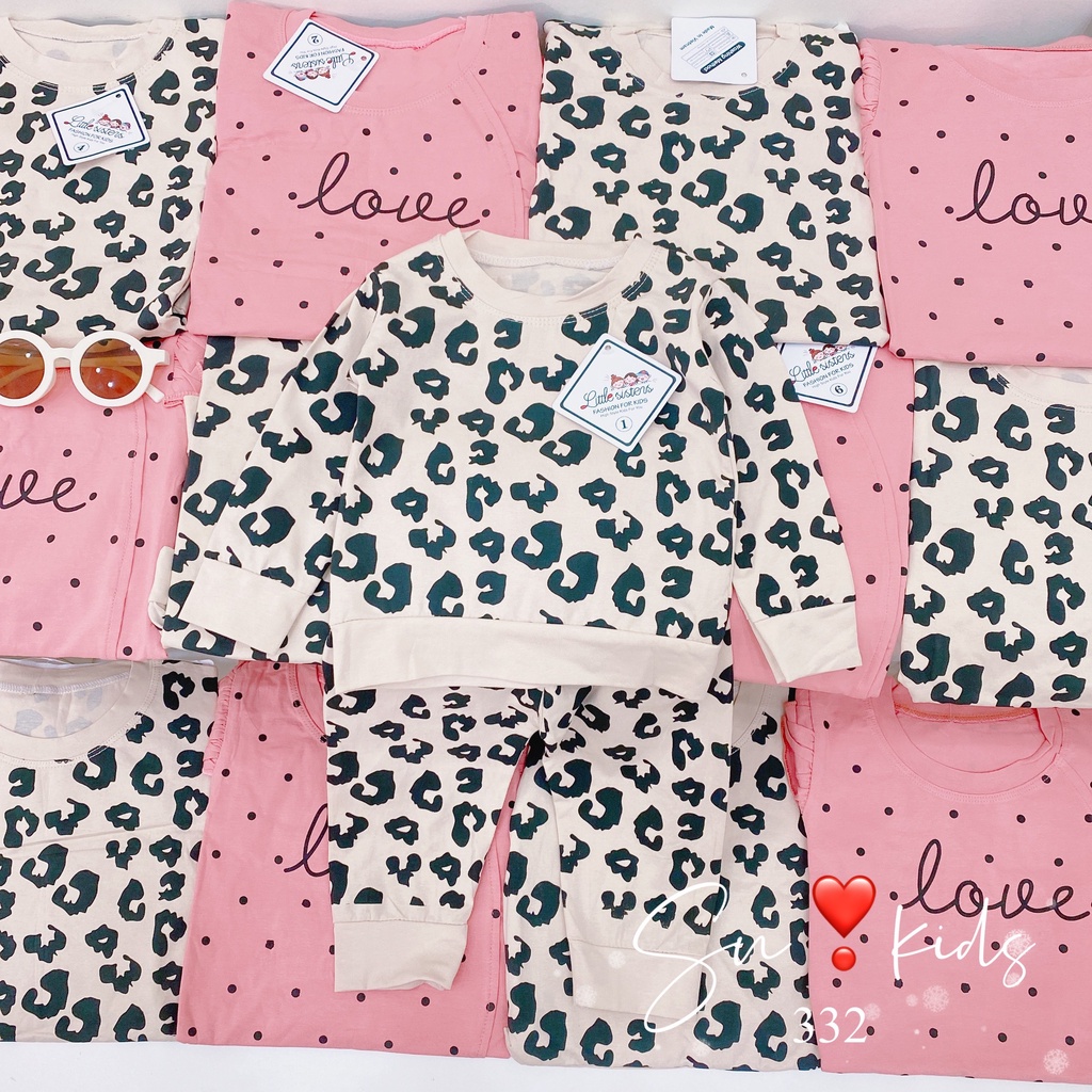 Đồ bộ dài tay love beo chất cotton thu đông cực đẹp bé trai bé gái Namkidshop (V479)