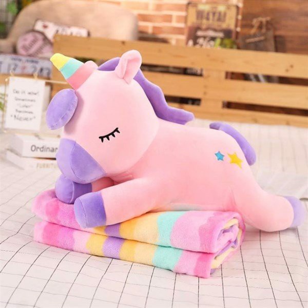 Gối Mền 3 Trong 1 Gấu Bông Kỳ Lân Dài 60cm, Gấu Bông Pony Nhập Khẩu, Hình Như Nào Mẫu Như vậy