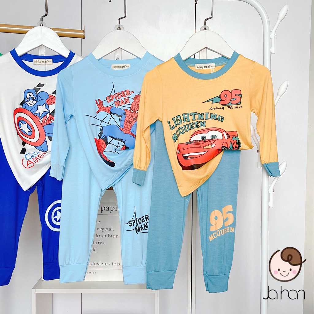 Bộ Thu Đông Cho Bé   Bộ Siêu Anh Hùng Dài Tay Cho Bé Trai Bé Gái Chất Cotton Cao Cấp Siêu Co Giãn Thấm Hút