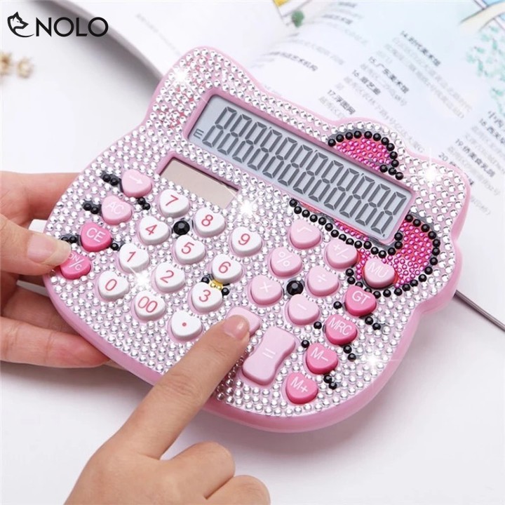 Máy Tính Mini Hello Kitty Xài Pin Và Năng Lượng Mặt Trời 12 Chữ Số