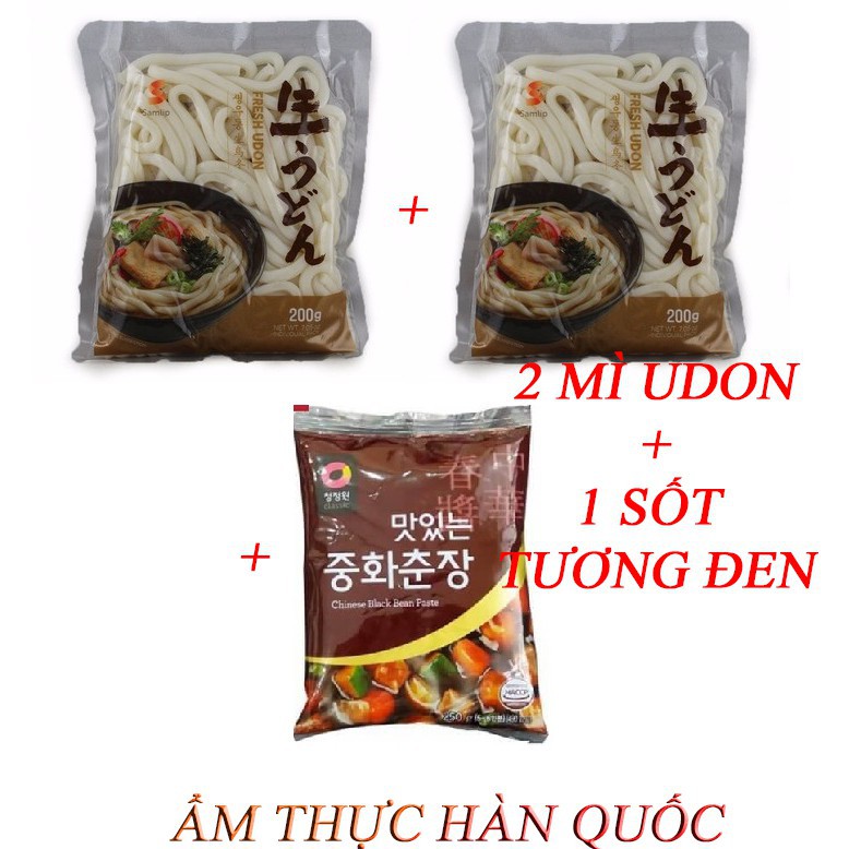 Combo 2 gói mì udon( mỗi gói 200g) + 250g sốt tương đen Hàn Quốc