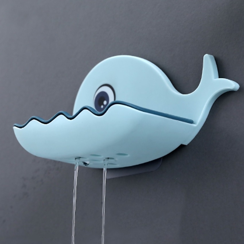 Khay xà phòng 2 lớp dán tường tiện lợi hình cá voi