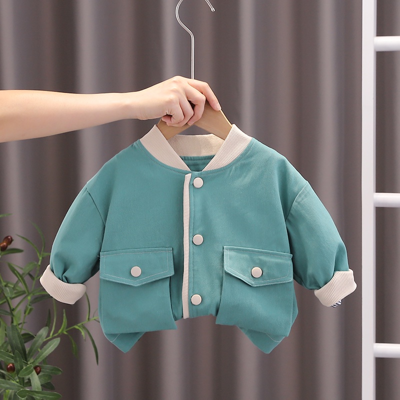 Áo Khoác Cotton Màu Trơn Thời Trang Xuân Thu Cho Bé 1 2 3 4 5 Tuổi
