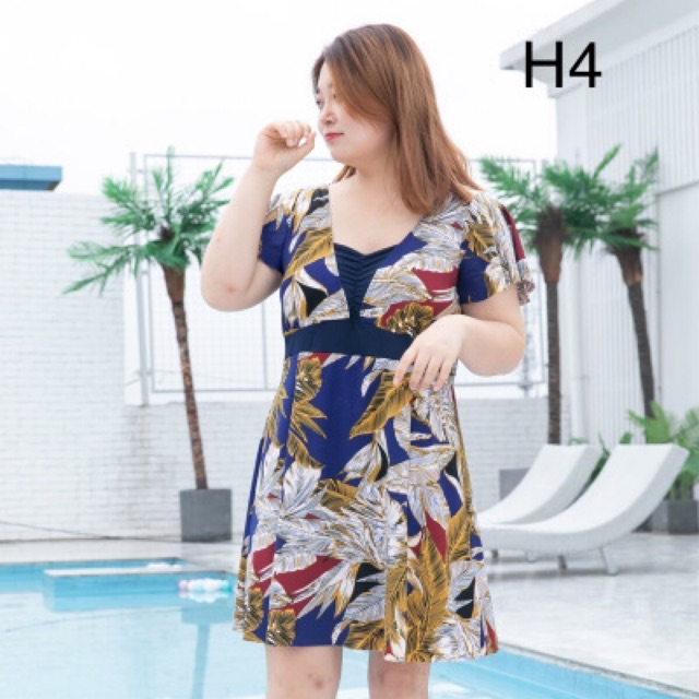 Bikini Đồ Bơi Bộ Bơi Liền Thân Dạng Váy (Có Quần Đùi Bên Trong) Che Bụng Kín Đáo, Big Size 70-100kg