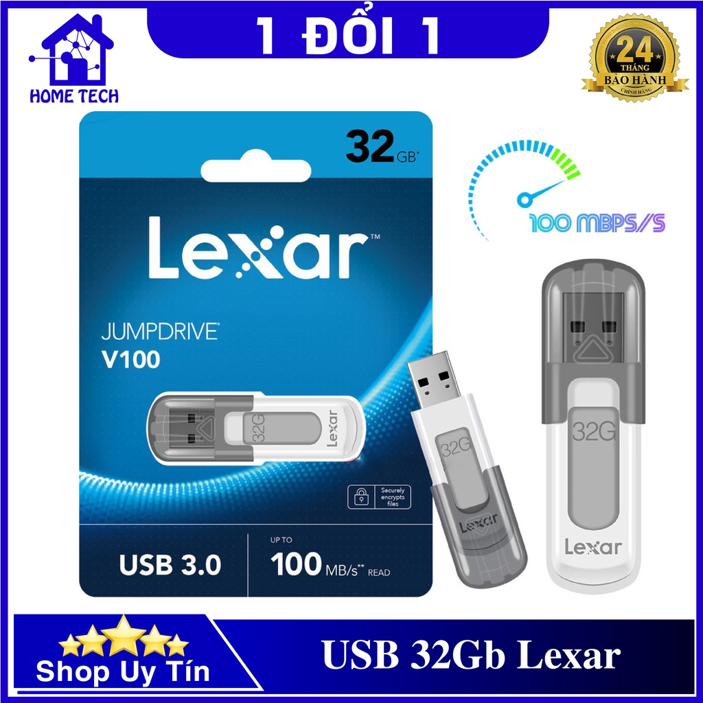 USB 32Gb Lexar Jump Drive V100 USB 3.0 tốc độ đọc up to 100MB/s read