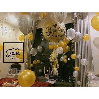 Set trang trí phòng cưới tone vàng và bạc