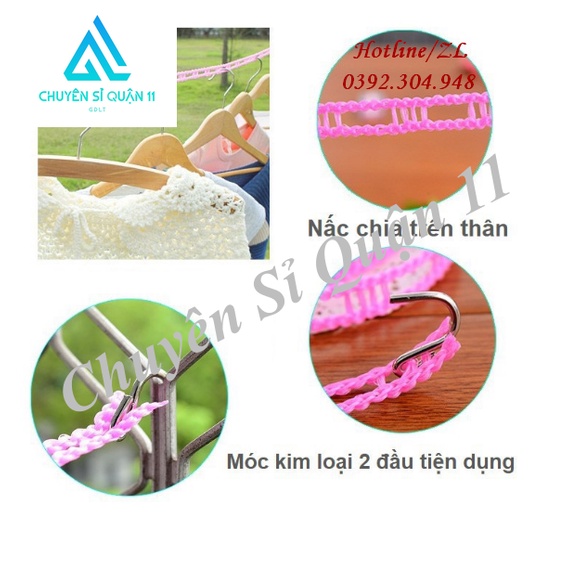 Dây phơi đồ thông minh dài 5m có lỗ chống trượt, tiết kiệm không gian GD412-DayPhoiDo