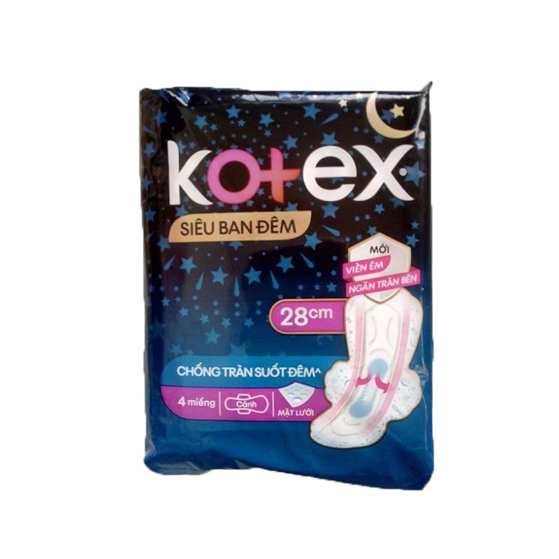 Băng vệ sinh Kotex ban đem Maxi cánh 4 miếng 28cm