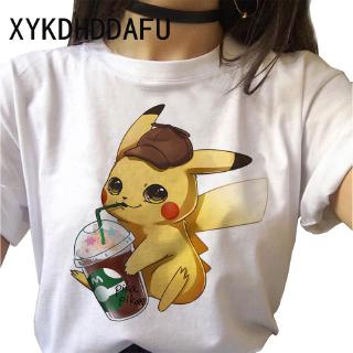 Áo Thun Tay Ngắn In Hình Pikachu Hoạt Hình Phong Cách Vintage Dành Cho Nữ