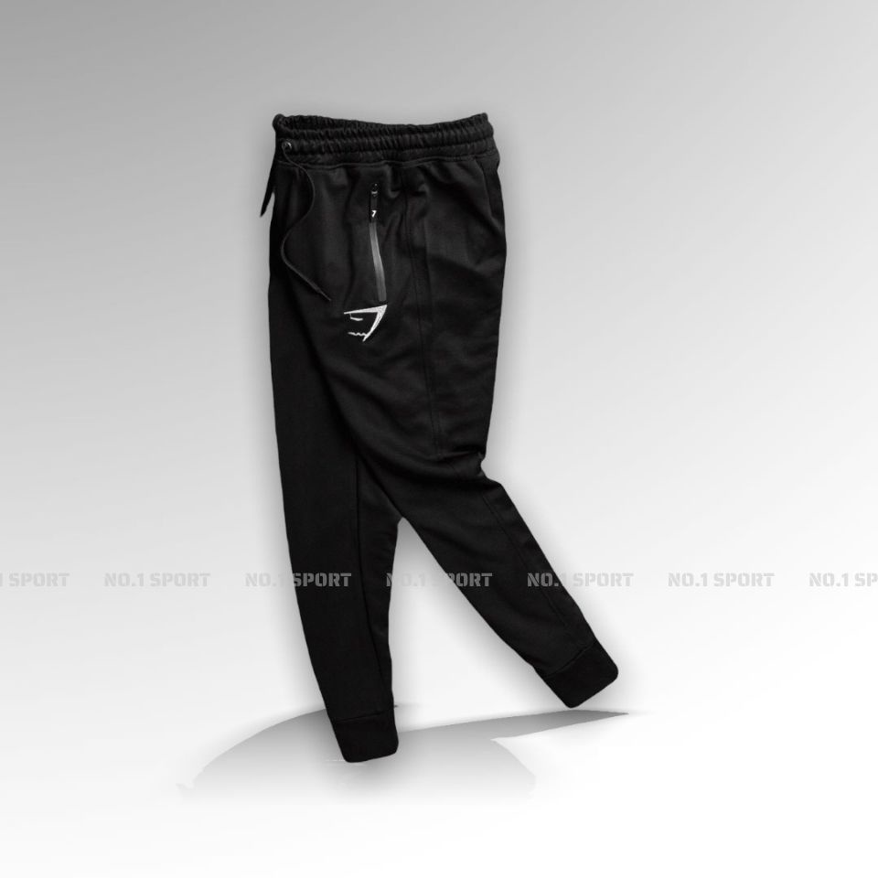 Jogger GymSharks LoGo Thêu - chất Thun Poly 2 Da - Túi Khóa