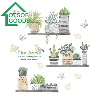 Sticker dán tường chất liệu PVC hình các chậu cây kích thước 30*90cm
