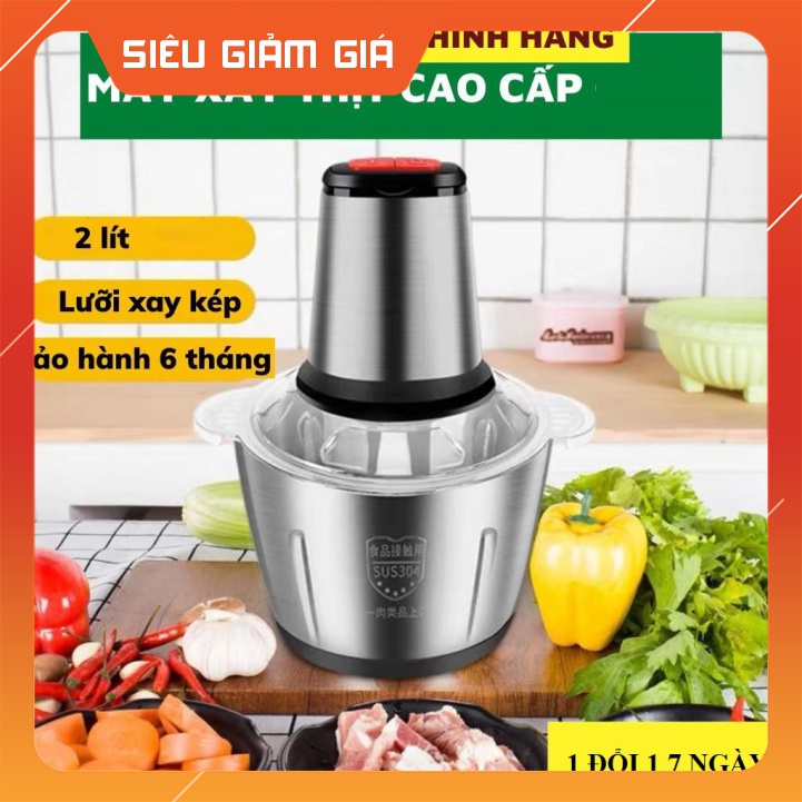 Máy Xay Cối Inox 2L, Máy Xay Thực Phẩm Đa Năng Loại 2L Đa Năng Lưỡi Dao 2 Tấng [Home Siêu Rẻ]