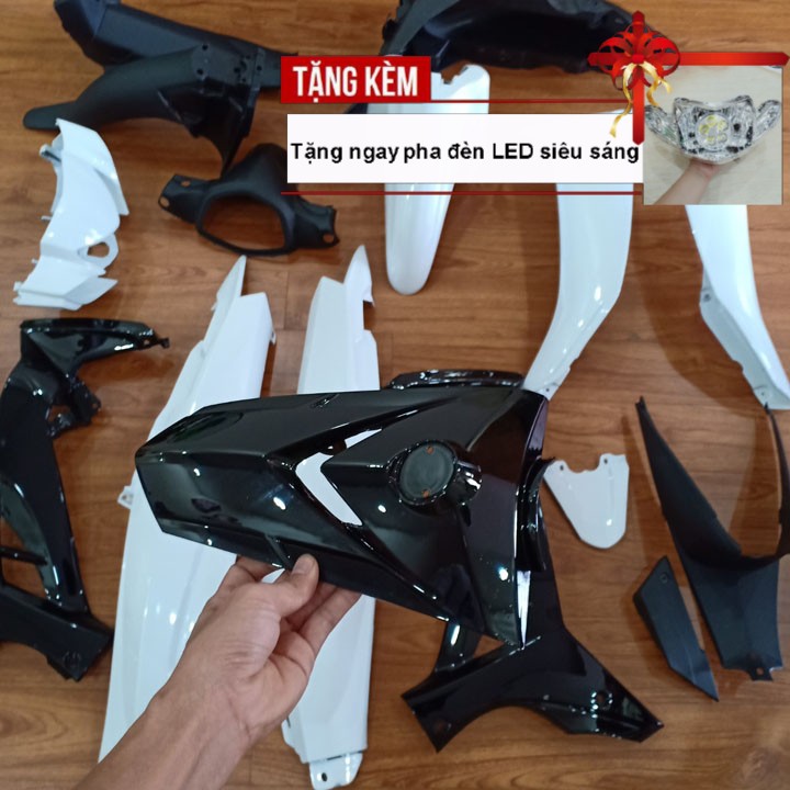 Dàn áo xe SIRIUS màu TRẮNG phanh CƠ , nhựa ABS nguyên sinh cao cấp - TẶNG NGAY PHA ĐÈN BÓNG LED CỰC SÁNG