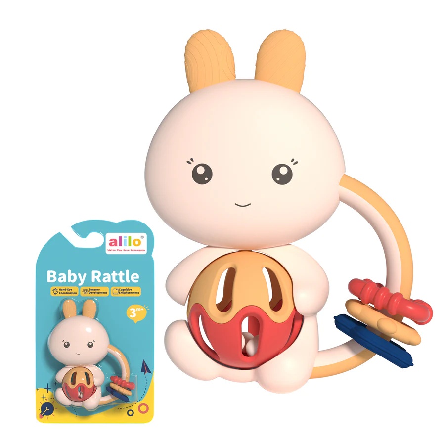 Xúc xắc gặm nướu kèm lục lạc hỗ trợ phát triển răng miệng cho bé sơ sinh Alilo Baby Rattle C1-1 - Hàng chính hãng