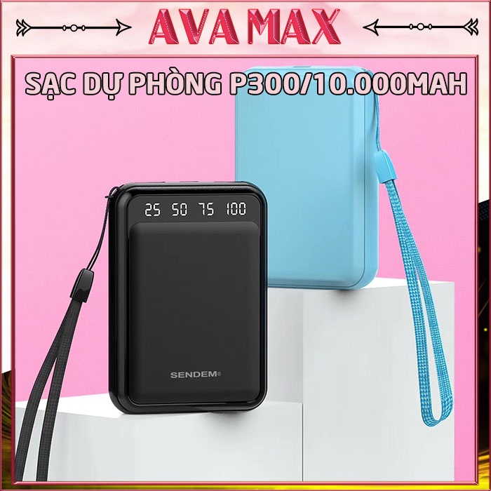 Sạc Dự Phòng Mini Cầm Tay 10000 Mah SENDEM P300 Chính Hãng Hàng Cao Cấp Cho Nhiều Loại Điện Thoại iPhone/Samsung/Oppo/..