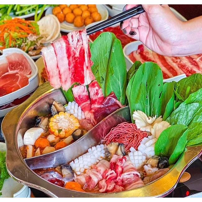 HCM [E-Voucher] Rakuen Hotpot - Buffet Lẩu Sệt Hải Sản, Bò Mỹ - Free Quầy Line (H)